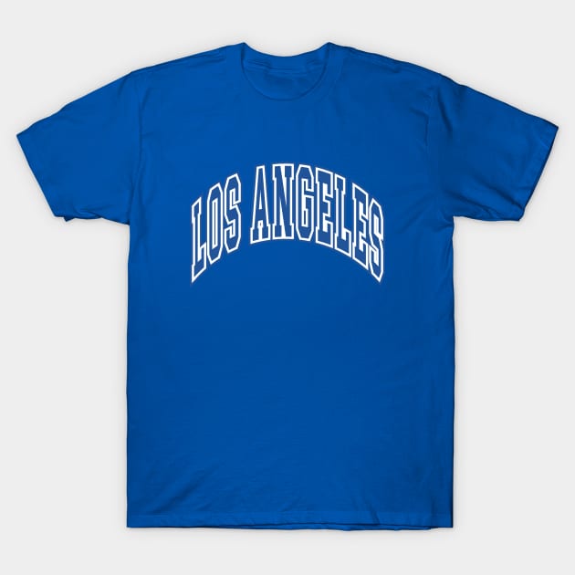 Los Angeles - Block Arch - Blue/White T-Shirt by KFig21